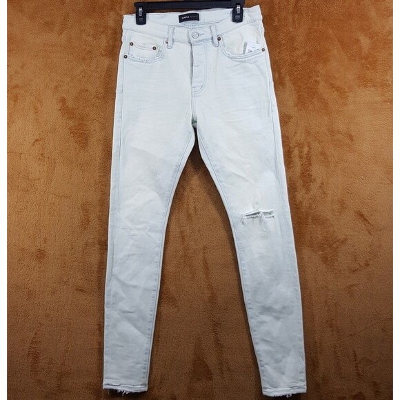 PURPLE BRAND Mens Jeans Size 29 Light Wash Skinny P001 Slim Fit Low Rise $295 - Picture 1 of 10